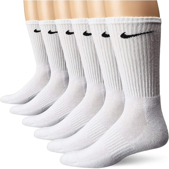 Men's Nike 6-Pack Everyday Cushioned Crew Training Socks Color: White Size: 6-8