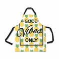 thumbnail image 2 of ASHLEIGH Motivational Quote Good Vibes Only with Summer Pineapples Chef Kitchen Apron, Adjustable Strap Waist Ties, Front Pockets, Perfect for Cooking, Baking, Barbequing, 2 of 2