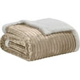 thumbnail image 4 of Elegant Comfort Corduroy Sherpa Reversible Blanket, Medium Weight, Micro-Suede, Corduroy Striped Pattern, King, Taupe, 4 of 5