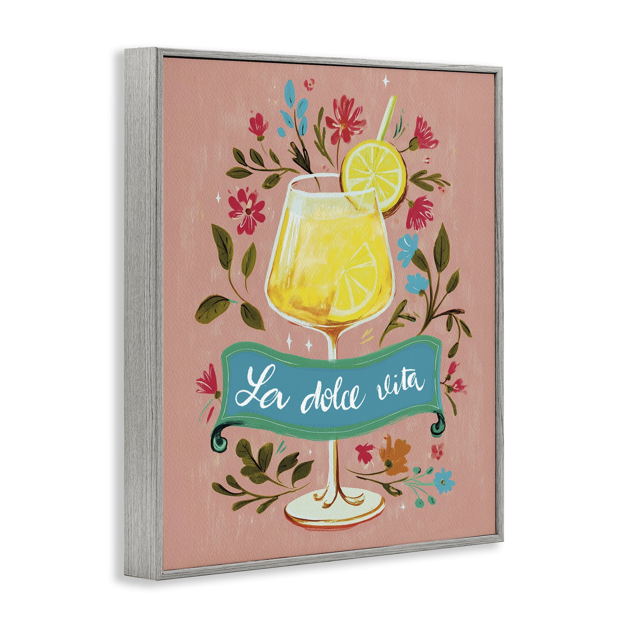 Stupell Industries Lemon Cocktail Sweet Life Gray Framed Giclee Art, design by Yen
