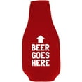 thumbnail image 2 of Beer Goes Here Arrow Up Funny Beer Bottle Coolie With Opener (Red), 2 of 5