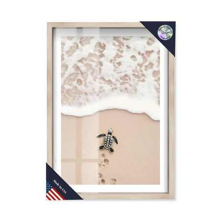 First Journey Shadowbox Print Travel Art Prints by Notoriart, Blonde Frame, 31 x 46