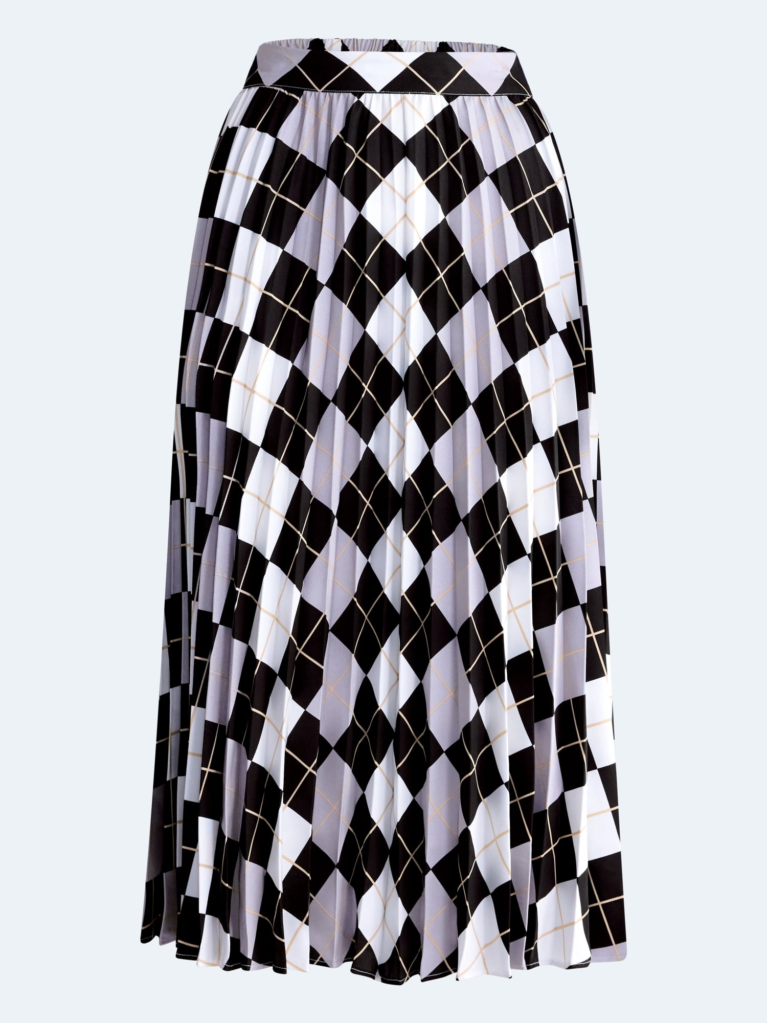 Free Assembly Women's and Women's Plus Sunburst Pleat Argyle Maxi Skirt, Sizes XS-4X