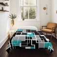 thumbnail image 4 of Teal Blue Black Geometric Large Tapestry for Bedroom Wall Hanging Tapestry, Modern Abstract Art Block Ceiling Backdrop Tapestries Poster Blanket Wall Decor for Teens Room Living Room Dorm 86" x 104", 4 of 8
