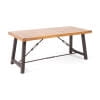 GDF Studio Rosario Outdoor Modern Industrial Acacia Wood Dining Table, Teak and Rustic Metal