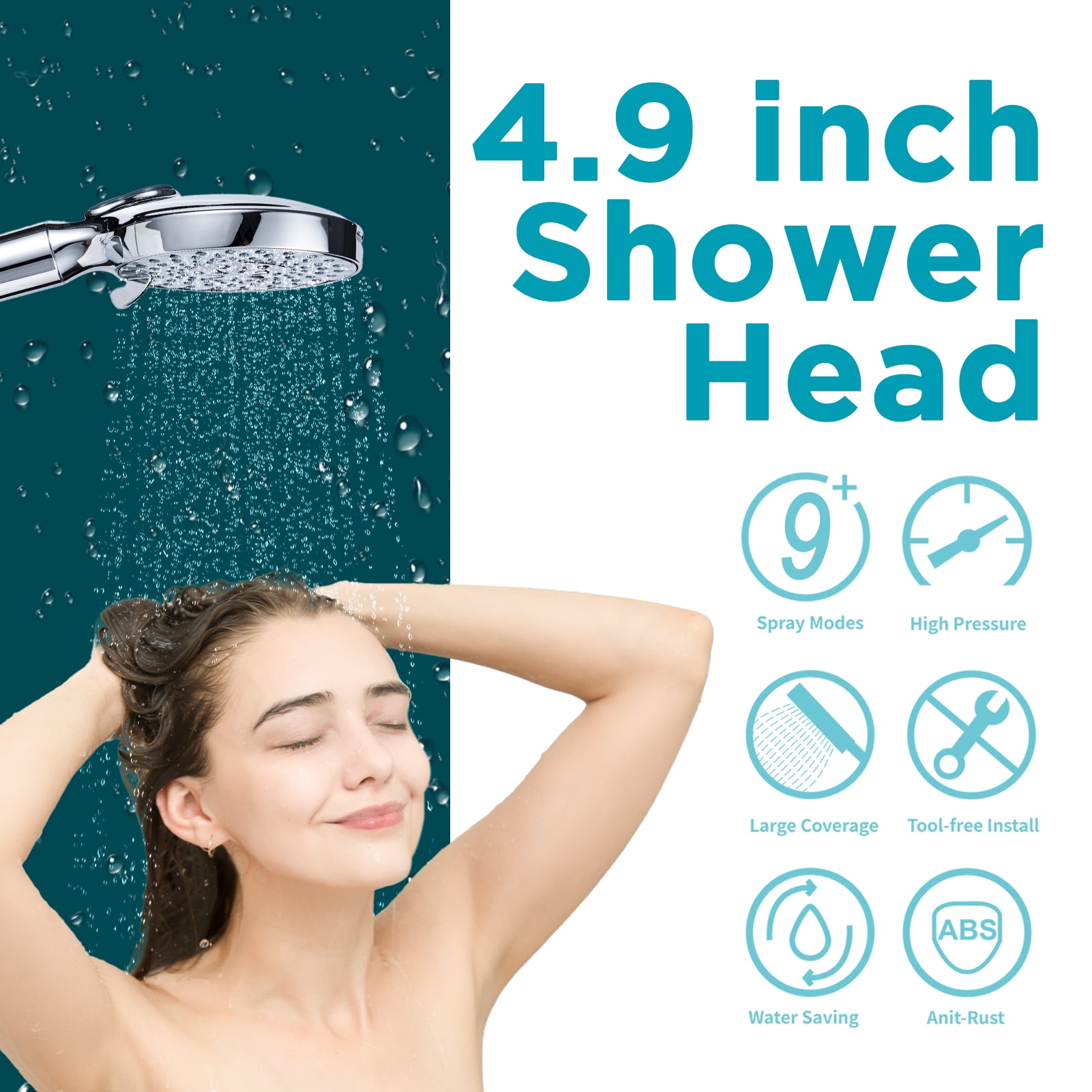 VXV Filtered Shower Head, 9 Modes High Pressure Shower Head with Handheld, with 71" Shower Hose &  Adjustable Bracket Filter Shower Head, Remove Chlorine & Hard Water, Chrome