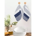 thumbnail image 2 of Navy Blue Stripe Kitchen Dish Towels for Drying Dishes Set of 2, Modern Rustic Horizontal Blue Striped Waffle Weave Microfiber Hand Tea Bathroom Towels Quick Dry & Absorbent Towel 12x12, 2 of 7