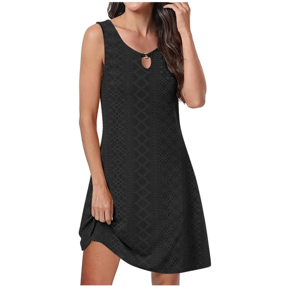 Giftesty Summer Dresses for Women Fashion Casual Round-Neck Vintage Sleeveless Print Dresses