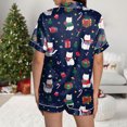 thumbnail image 6 of felwors Women Christmas Pajamas Set Silk Satin Short Sleeve Button Down Top and Shorts Plus Size Soft Sleepwear Lounge Xmas Pjs Navy, XL, 6 of 6