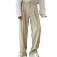 thumbnail image 3 of Pantalones de traje para hombre, pierna recta, pierna ancha, suaves, transpirables, elásticos, pantalones casuales sueltos para primavera y otoño, color caqui XL, 3 of 8