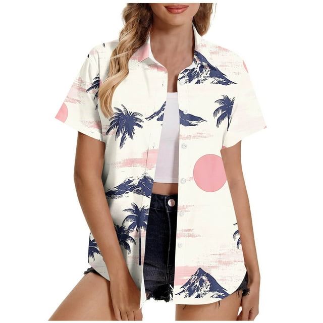 Cinvoph Hauts d'Été pour Femmes Manches Courtes Col Rond T-Shirts Décontractés Basiques Vêtements de Plage Vacances