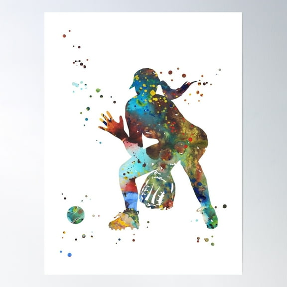 Modroom Girl Softball Player Poster Wall Art, Modern Wall Decor, 8x12 UNFRAMED