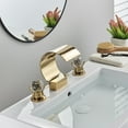 thumbnail image 5 of Gold Widespread Waterfall Bathroom Sink Faucet 2 Handle 3Hole Basin Mixer Tap, 5 of 22