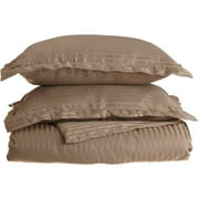 Superior Stripe Wrinkle-Free Reversible Duvet Cover Set, Twin XL, Taupe
