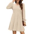 thumbnail image 2 of Womens Square Neck Long Sleeve Fall Dresses Casual Babydoll Sweater Dress, 2 of 7