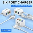 thumbnail image 2 of 6 Ports USB Fast Charger Power Strip Desktop Charging Station Fast Charging 1m Cord USB HUB Adapter Socket for iPhone 16 Samsung, 2 of 8