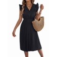 thumbnail image 3 of Women Summer Elegant Ruffle Sleeve Dress Semi Formal Boho Outfits Black XL, 3 of 9