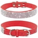 thumbnail image 1 of 2 piezas collar para perros rojo talla XS con pedrería, hecho de cuero sintético suave, 1 of 5