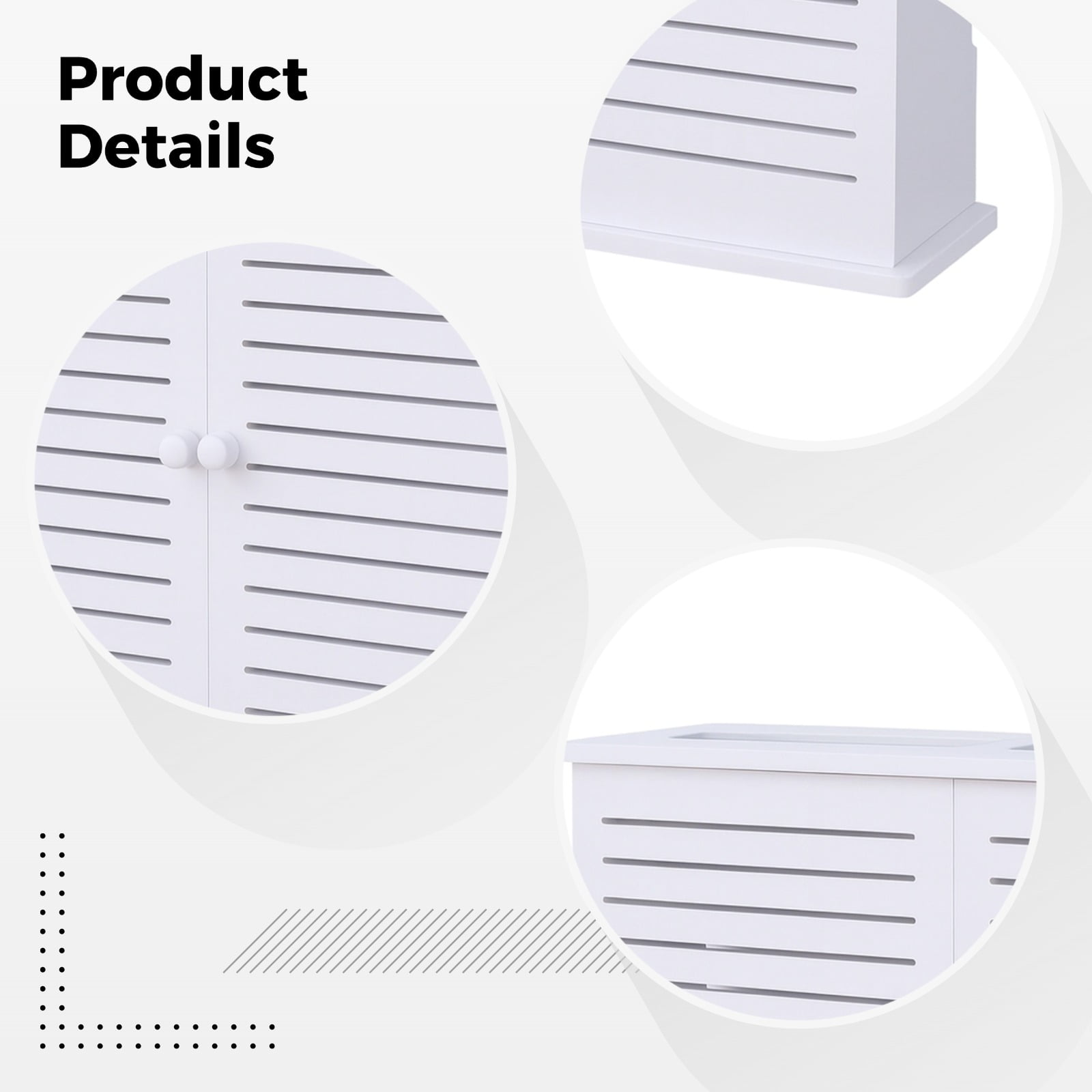 WiFi Router Box Hider, Wall Mount, 18.9 x 12.4 x 4.3 in / 48 x 31.5 x 11 cm, Multimedia Storage Box with Double-Layer Louvered Door, Router Shelf Wall Mount, Cord Hider, White