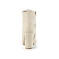 thumbnail image 2 of BLISSFUL STEP Women's Zipper Block Heels Ankle Boots Taupe 8, 2 of 7