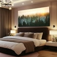 thumbnail image 3 of Large Nature Wall Art Black and Gold Wall Decor Foggy Forest Art Work Sunrise Wall Prints for Bedroom 29"x 58" Living Room Wall Decoration, 3 of 8