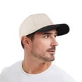 thumbnail image 4 of TOPTIE 5 Panel Trucker Cap Snapback Mid Profile Cotton Sun Hat Adult-Black Beige, 4 of 8