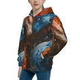 thumbnail image 2 of Xecao Red And Blue Fire Dragon F Pattern Zip Up Hoodies for Boys Girls, Sweatshirt with Pockets-, 2 of 6