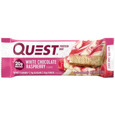 Quest Protein Bar, White Chocolate Raspberry, 20g Protein, 1