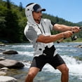 thumbnail image 2 of OIOLOYJM Mens Hoodies Sun Protection Lightweight Camo Short Sleeve Hooded Shirts Rash Guard Quick Dry Swim Casual Tees White L, 2 of 5
