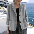 thumbnail image 2 of Cmfcve Womens Corduroy Blazer Fall Winter Dressy Casual Suit Jackets Long Sleeve Button Down Loose Fit Blazer Coat, 2 of 7