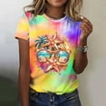 thumbnail image 7 of Women's Summer Tops Beach Vacation Clothes for Women Floral Printed Crew Neck Short Sleeve Tees Fashion Blouses (XL, Multicolor 01), 7 of 7