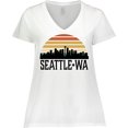 thumbnail image 3 of Inktastic Seattle Washington Skyline Sunset Women's Plus Size V-Neck T-Shirt, 3 of 5