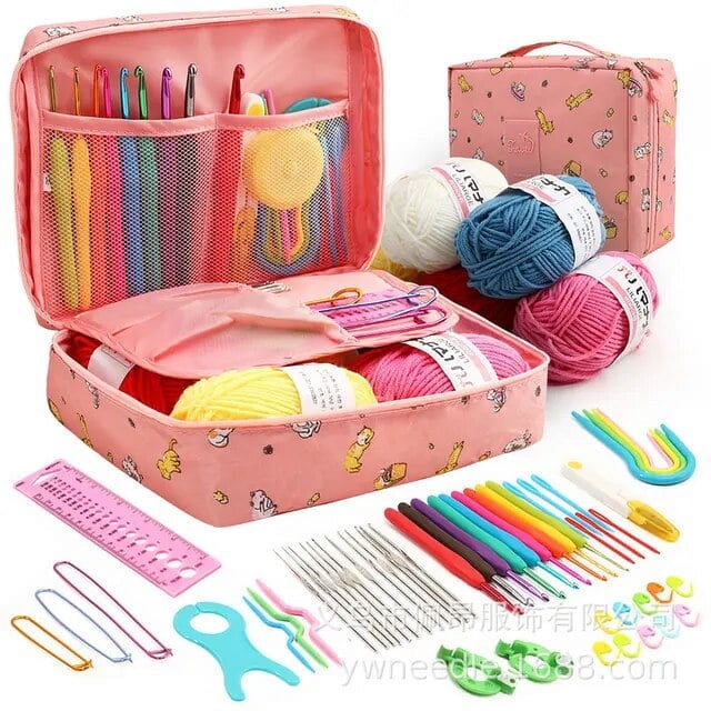 EASTIN 59 Pcs Include 5 Skeins Yarn Hooks Needles Storage Bag Crochet Kit with Knitting Accessories Set for Beginners Gift Freeshipping