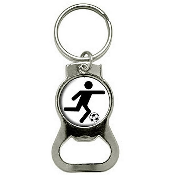Soccer Symbol Bottle Cap Opener Keychain Ring