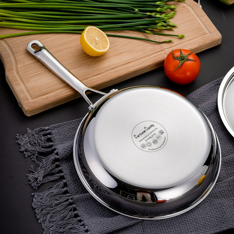 Stainless Steel Frying Pan, 3-ply Skillet, Induction Ready