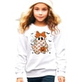 thumbnail image 3 of Girly Ghost & Orange Bow Fall Sweatshirt for Kids Cute Halloween Graphic Pullover White Sweatshirt Youth XS, 3 of 5