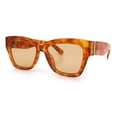 thumbnail image 4 of Womens Classic Understated Thick Horn Rim Designer Fashion Sunglasses Orange Tortoise - Beige, 4 of 7