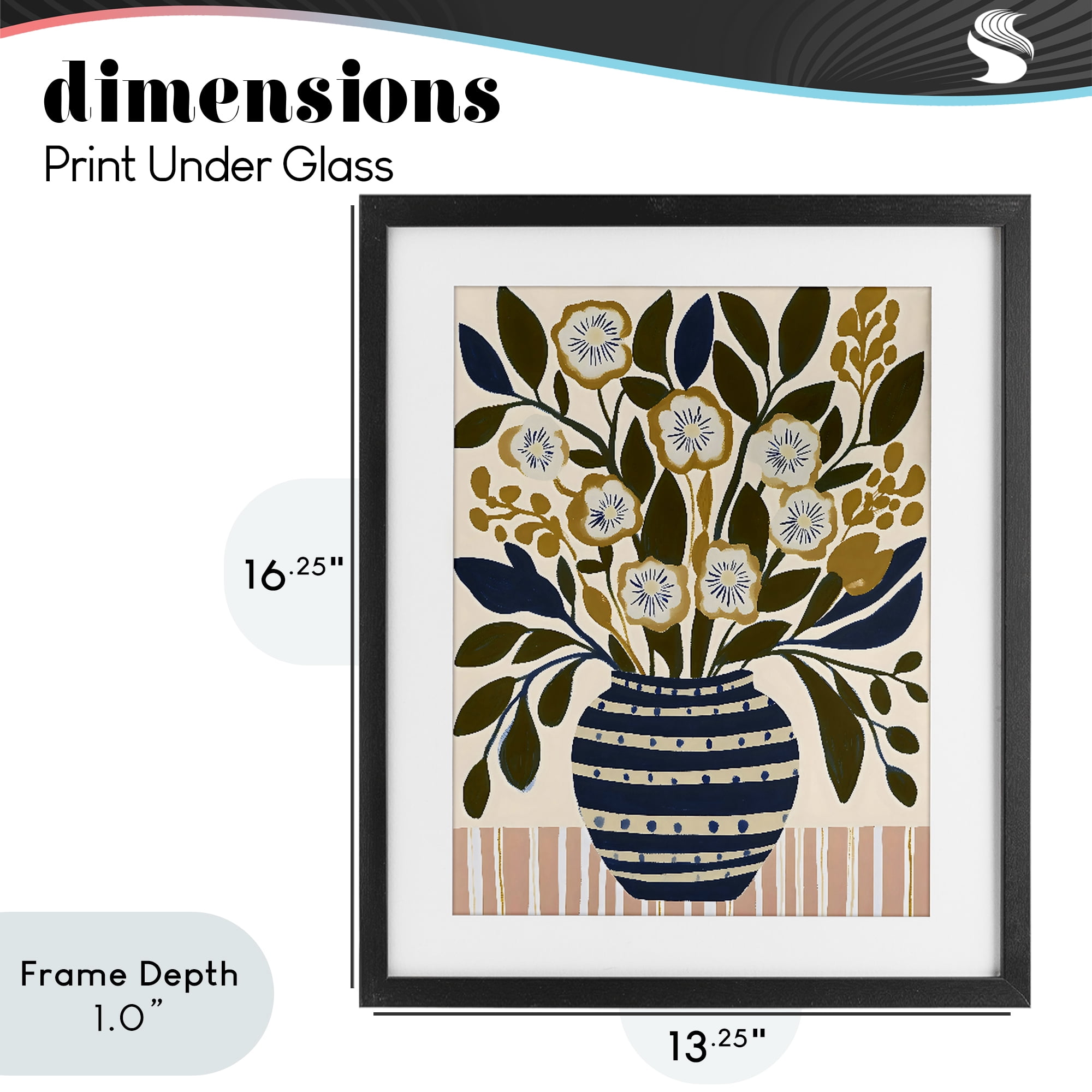 Stupell Industries Wild Bloom Boho Arrangement Black Framed Print Under Glass, design by Creative Studio