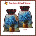 thumbnail image 2 of Rocae Mountain Blue Flowers Vase Print Christmas Drawstring Linen Gift Bag with Drawstrings Treat Bag Goody Present Bags for Christmas Party Favor, 2 of 8