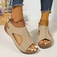 thumbnail image 4 of Dakaela Orthopedic Wedge Sandals for Women 2025 Summer Dressy Flats Open Toe Slingback Slip on Shoes, 4 of 8