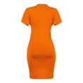 thumbnail image 5 of Lovzfmll Short Sleeve Solid Waist-Cinched Round Neck Bodycon Mini Dress for Women Relaxed Fit Crew Neck Orange, S, 5 of 9