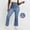 A173 Blue, variant on Faux Denim Pants for Women Flare Bootcut Leg High Waisted Tummy Control Printed Jeans Look Stretchy Spandex Casual Office Lounge Jeggings