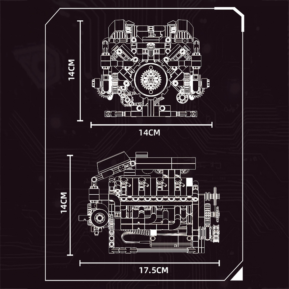 Honchoes Le Mans Race Car Engine Building Set Mechanical V8 Engine Model with Motor & APP Control Compatible with Lego Gift for Adults Boys 700 Pcs