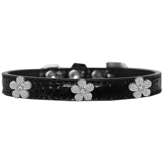 Dog, Puppy  Pet Designer Croc Widget Collar, "Silver Flowers"