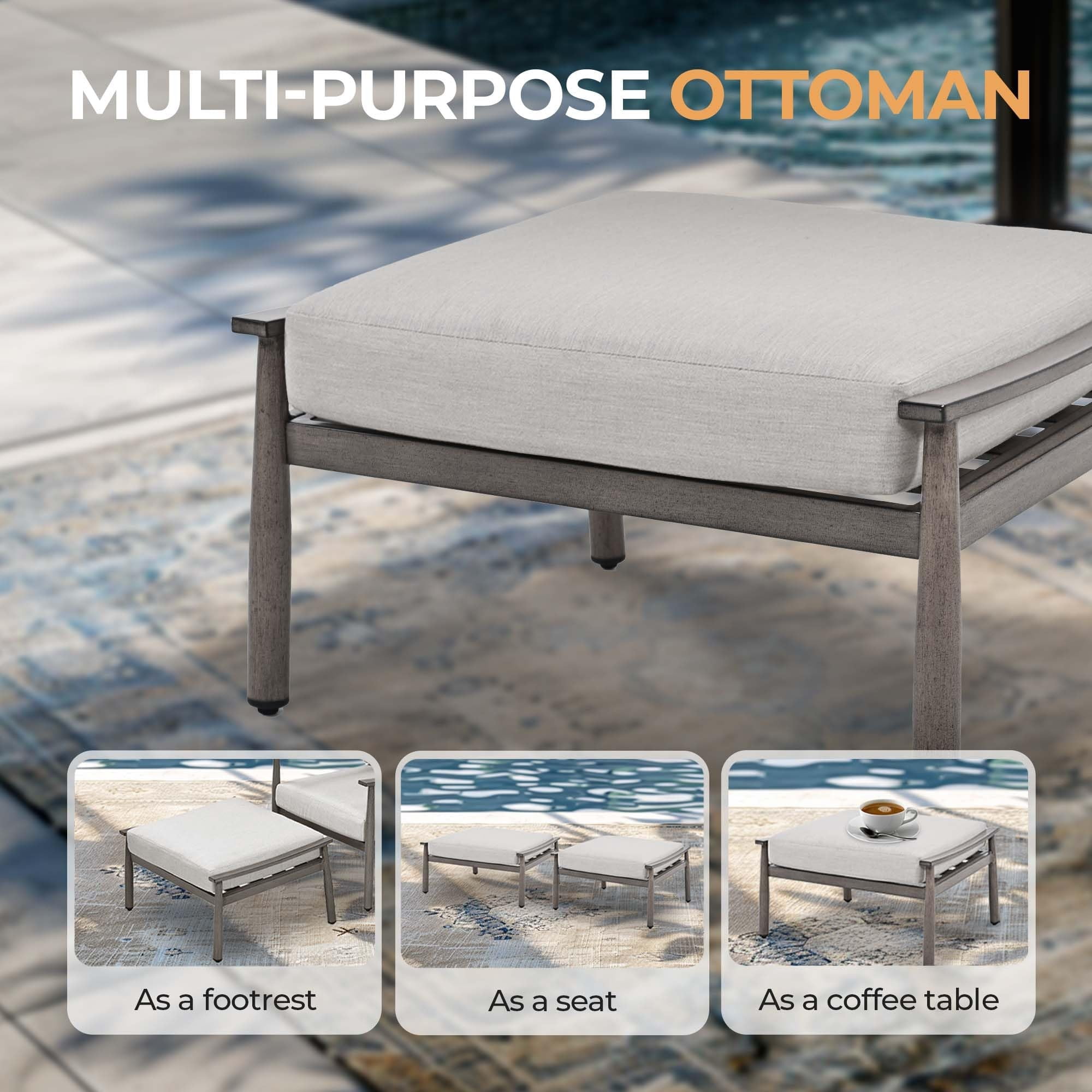 Outdoor Sectional Sofa Patio Conversation Set Wicker Loveseat with Coffee Table All Weather Rattan Furniture for Backyard Porch Balcony Deck, Gray
