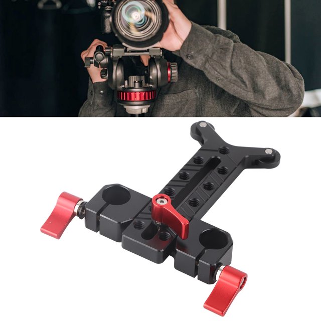 Lens Support, 15mm Rod Hole Light Weight 2kg Bearing Height Adjustable Aluminum Alloy High Strength Lens Bracket With Pulley For Camera