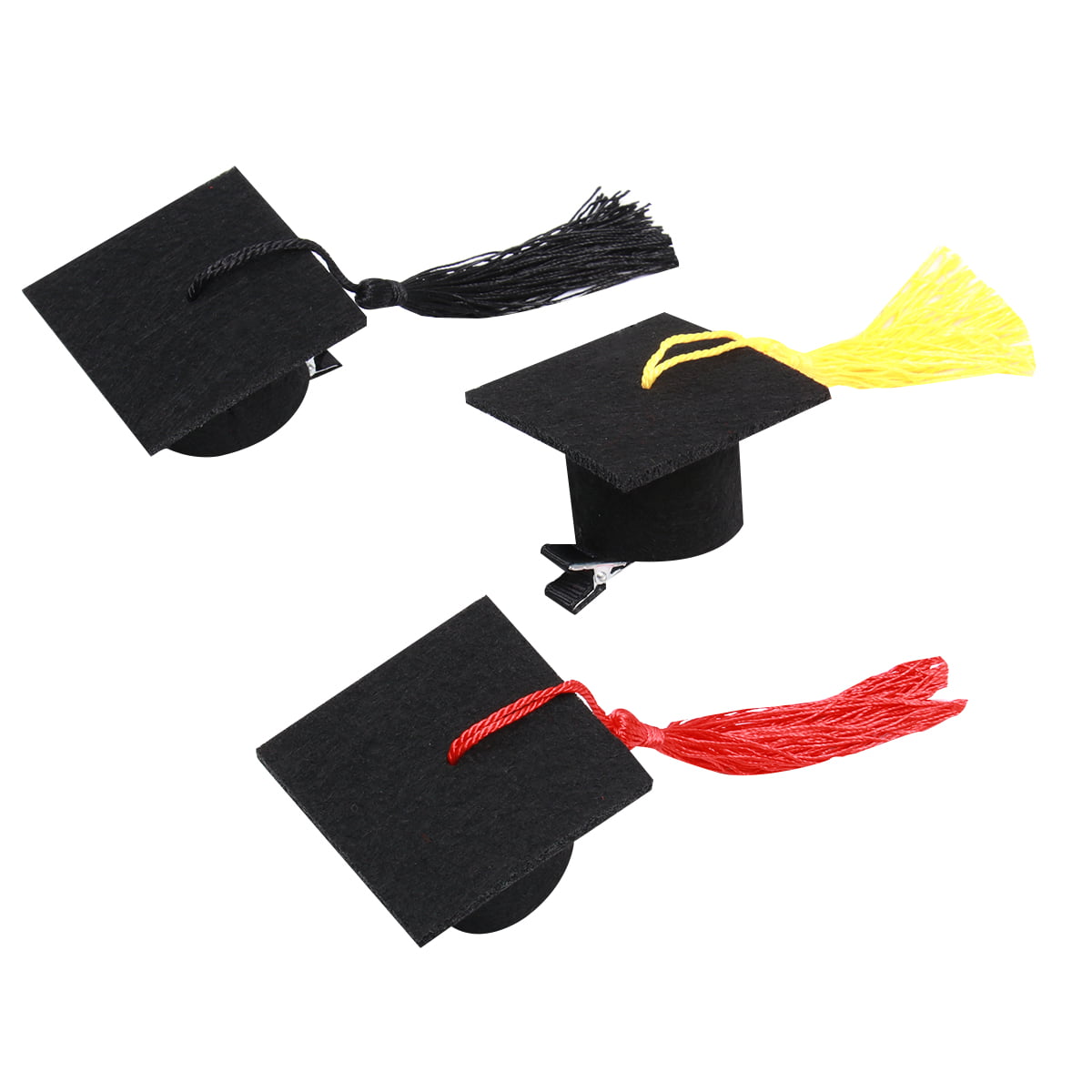 3pcs Mini Doctoral Hair Clip Graduation Hat Hairpins Tassel Stereoscopic
