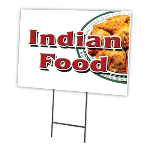 INDIAN FOOD 18"x24" Yard Sign & Stake | Advertise Your Business | Stake Included Image On Front Only | Made in The USA