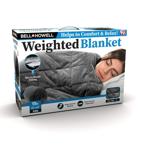 Bell + Howell Weighted Blanket with Glass Beads Filling for Calm Deep Sleep, 15 lbs, As Seen on TV