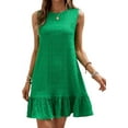 thumbnail image 6 of Women's Ruffle Hem Sleeveless Tank Dress Round Neck Casual Smock Summer Mini Dresses, 6 of 11
